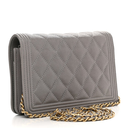 Chanel Caviar Quilted Boy Wallet On Chain WOC Grey 3 of 11