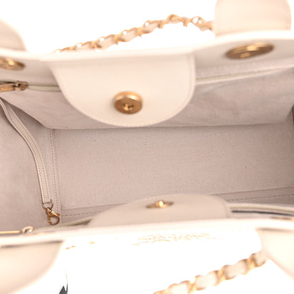 Chanel Caviar Small Studded Deauville Tote Ivory 5 of 13