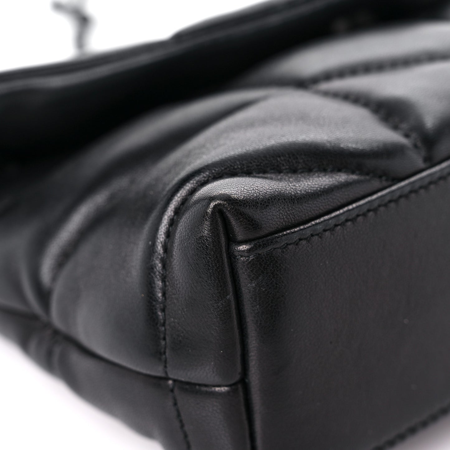 Lambskin Quilted Toy Loulou Puffer Monogram Chain Satchel Black