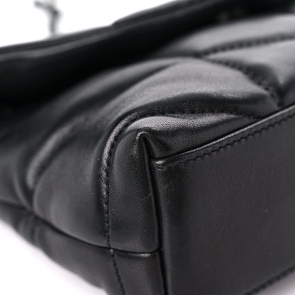 Saint Laurent Lambskin Quilted Toy Loulou Puffer Monogram Chain Satchel Black 8 of 11
