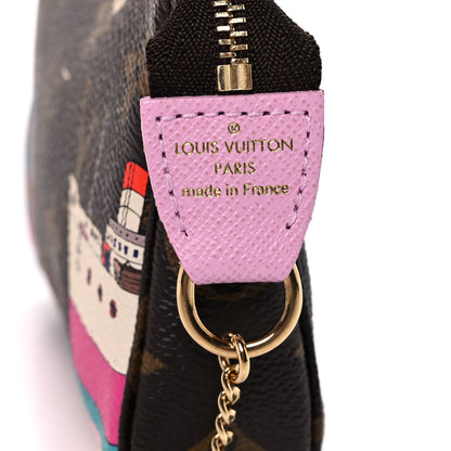 Louis Vuitton Monogram 2016 Christmas Animation Mini Pochette Accessories Rose Ballerine 7 of 11