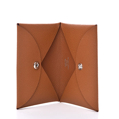 Hermes Epsom Calvi Card Case Gold 5 of 7