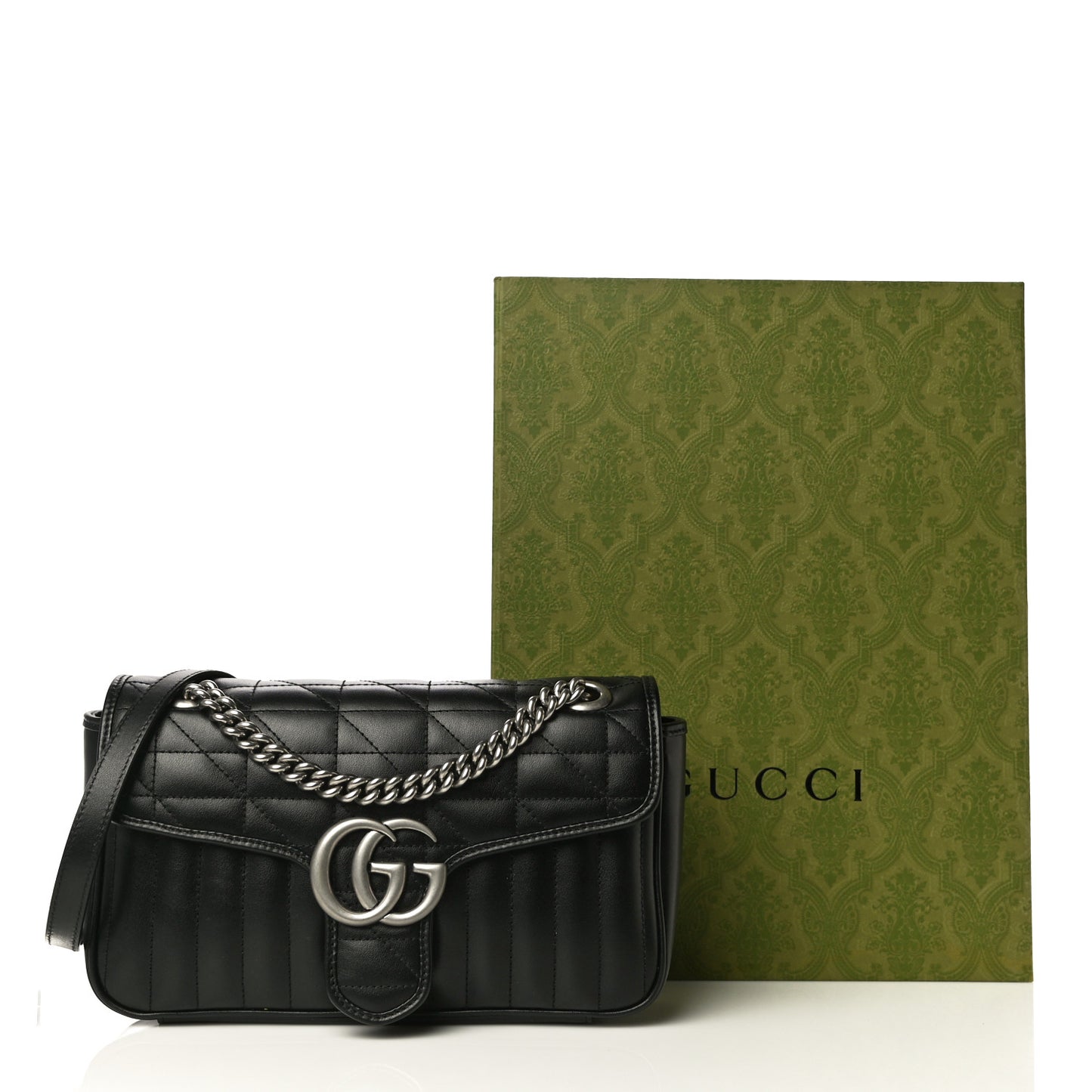 Calfskin Matelasse Aria Small GG Marmont Shoulder Bag Black
