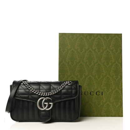 Gucci Calfskin Matelasse Aria Small GG Marmont Shoulder Bag Black 12 of 12
