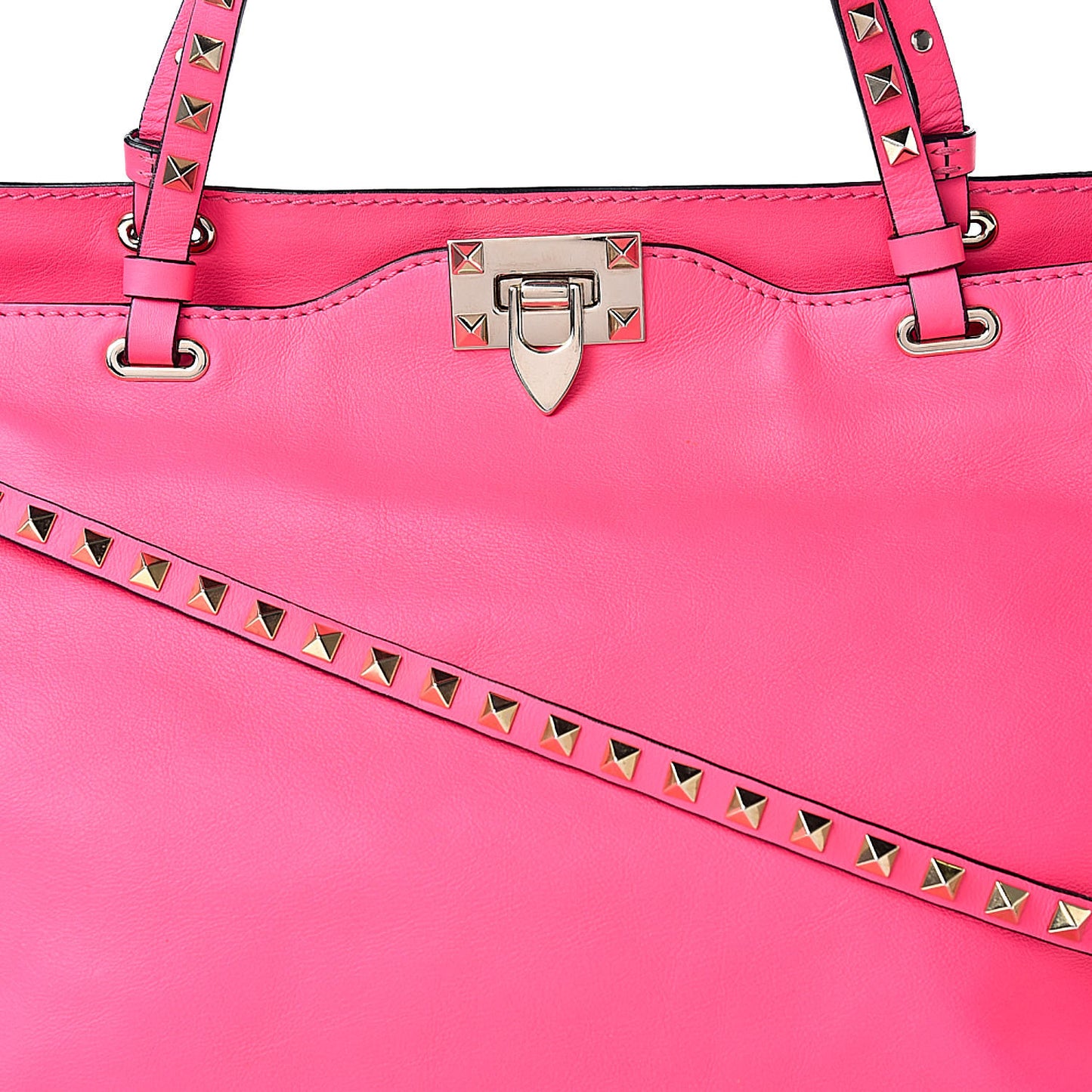 Vitello Medium Rockstud Tote Fuxia Fluo