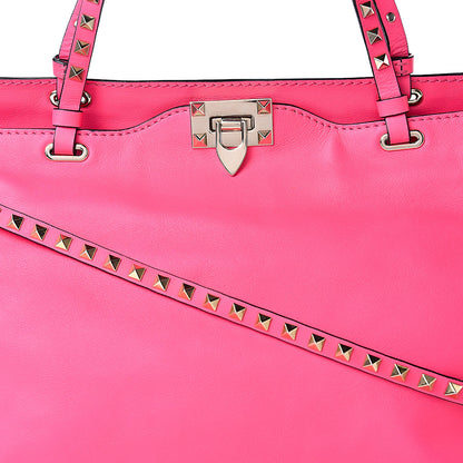 Valentino Garavani Vitello Medium Rockstud Tote Fuxia Fluo 8 of 12