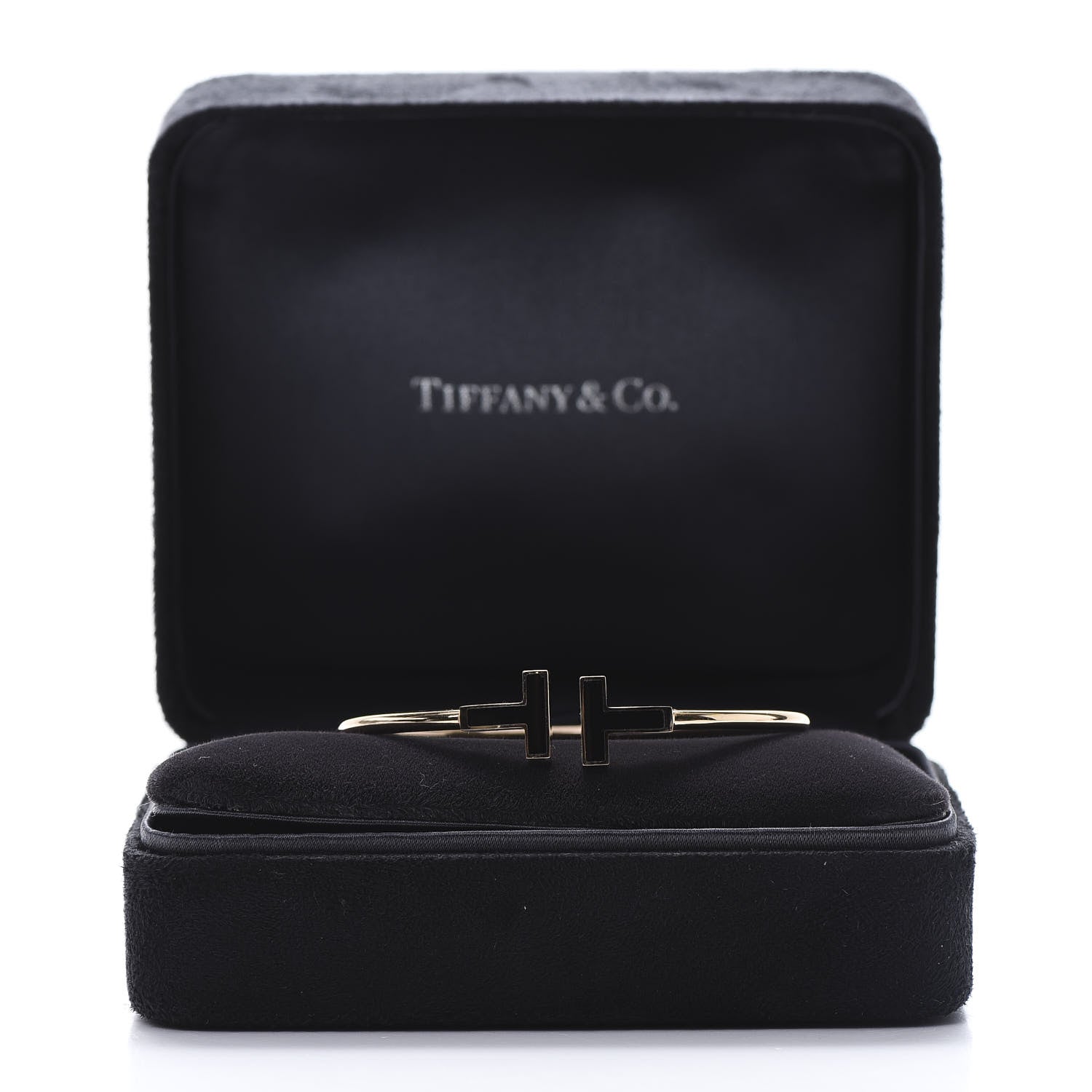 Tiffany 18K Rose Gold Black Onyx T Wire Bracelet 6 of 6