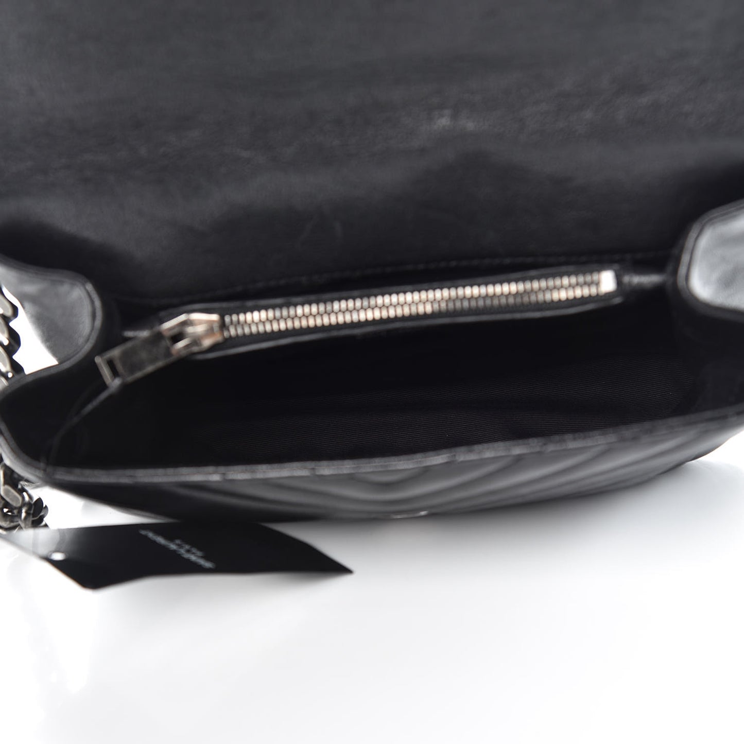 Sheepskin Matelasse Chevron Monogram Medium College Bag Black