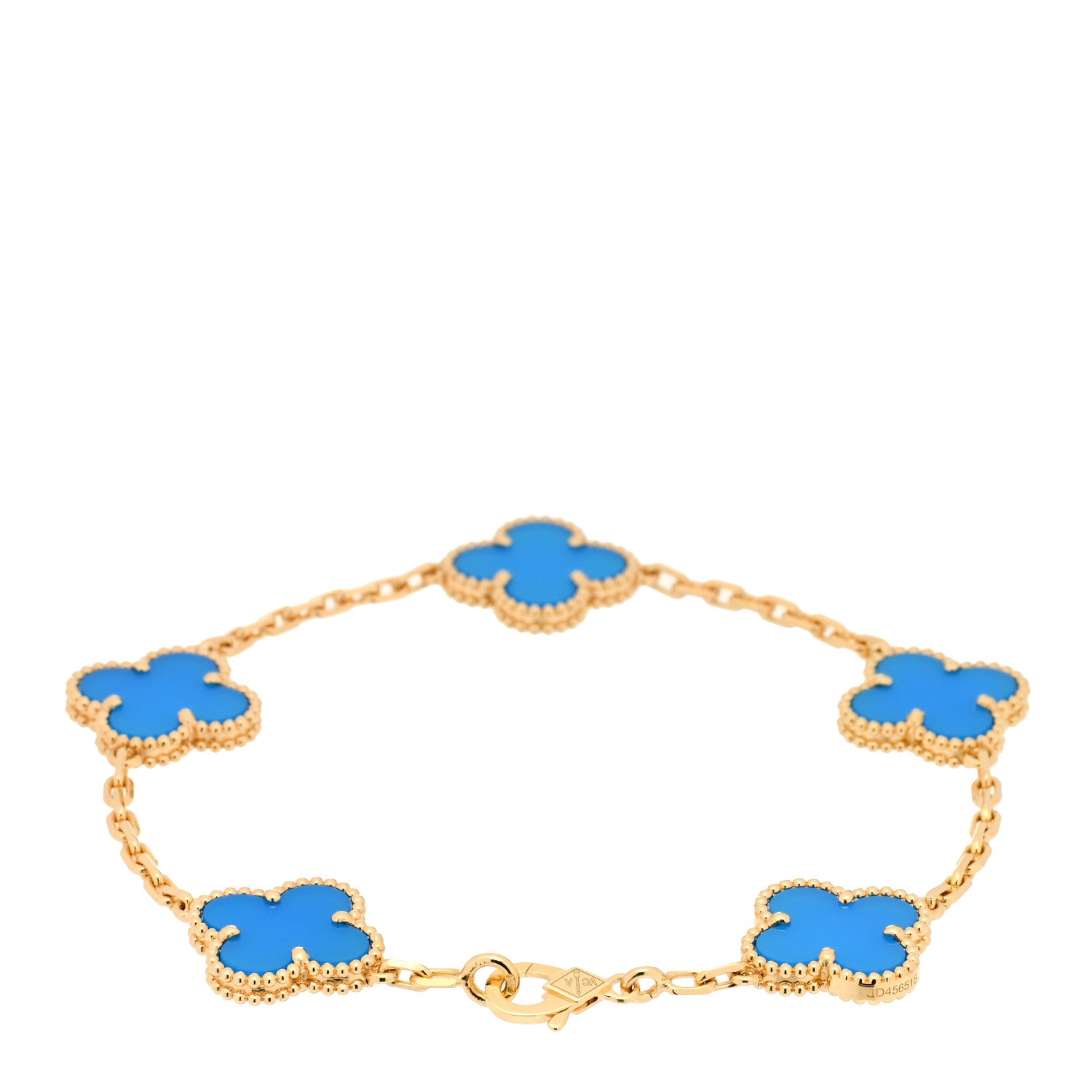 Van Cleef & Arpels 18K Yellow Gold Blue Agate 5 Motifs Vintage Alhambra Bracelet 2 of 5