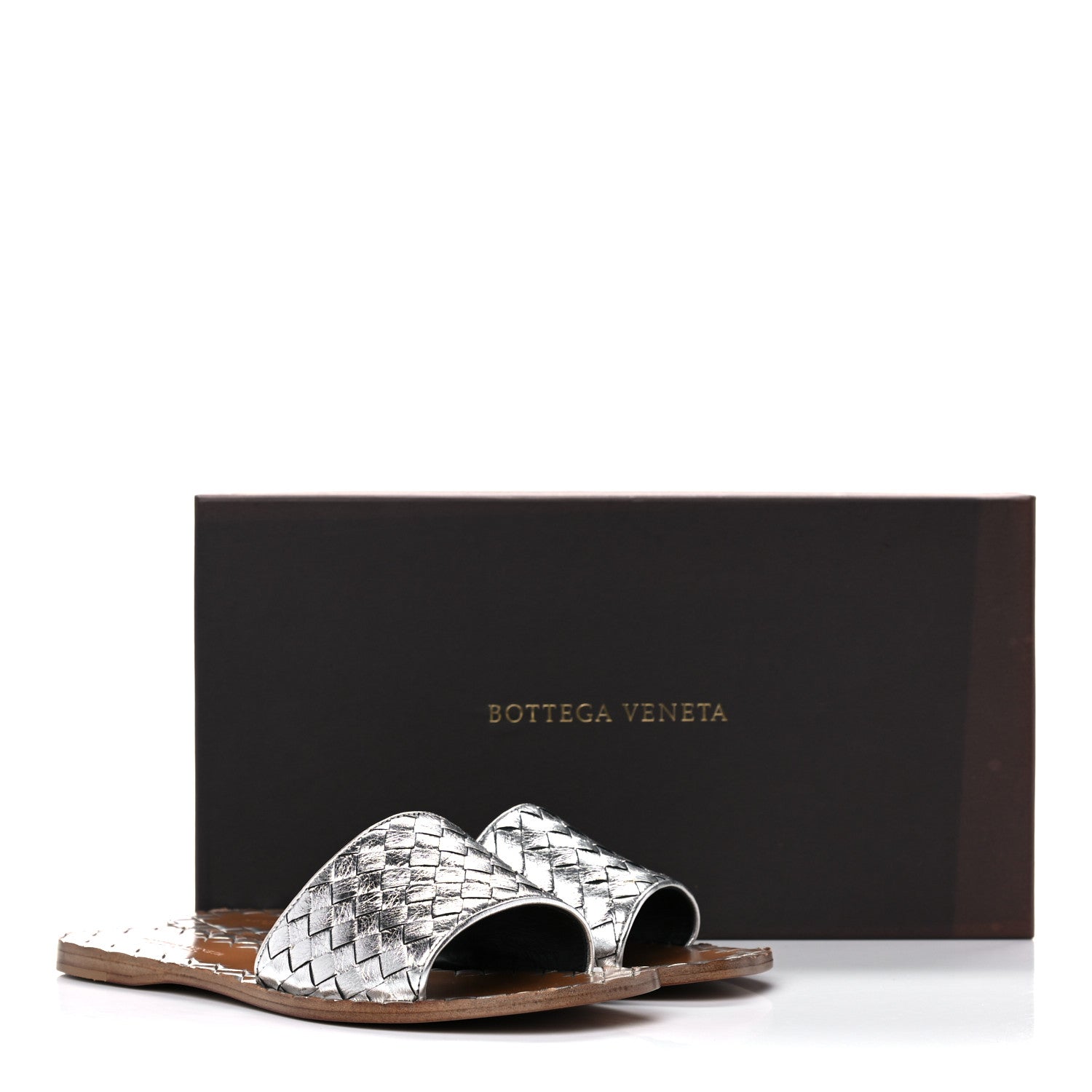 Bottega Veneta Nappa Intrecciato Flat Sandals 36 Silver 16 of 16