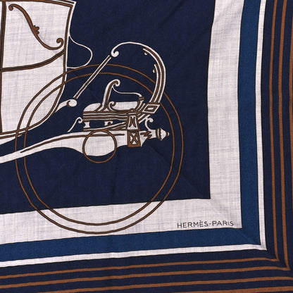 Hermes Cashmere Silk Ex-Libris Triangle Scarf Marine Gris Chine 2 of 3