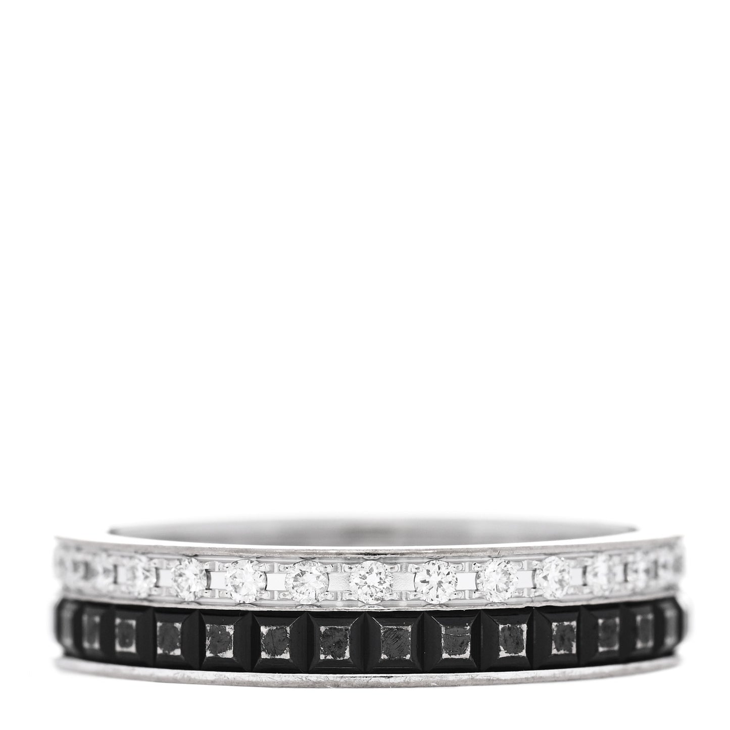 18K White Gold PVD Diamond Quatre Black Edition Wedding Band Ring 48 4.5