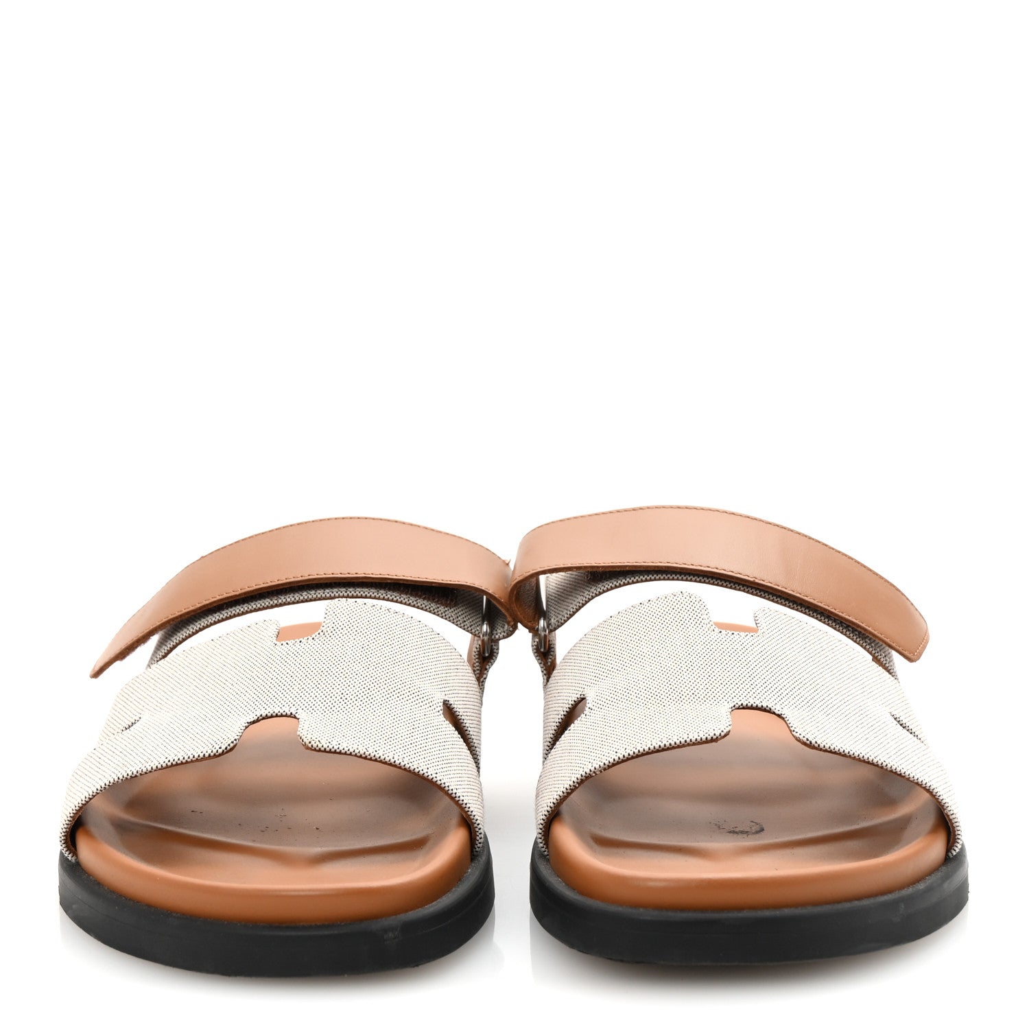 Hermes Toile De Coton Veau Lisse Mens Chypre Sandals 42 Prunoir Naturel 3 of 10