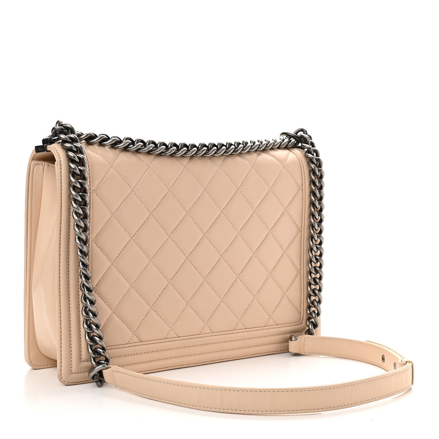Lambskin Quilted Large Boy Flap Beige