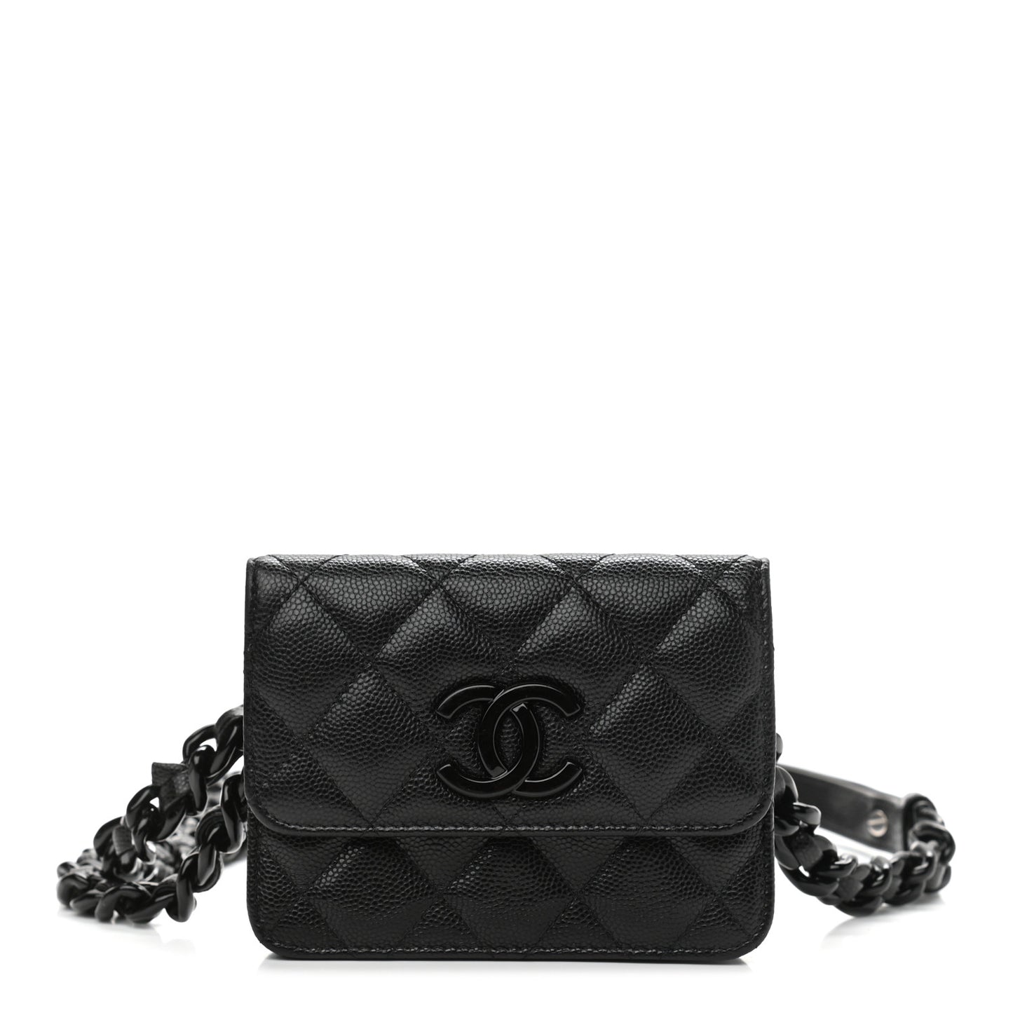 Caviar Quilted Incognito Belt Flap Card Holder Black