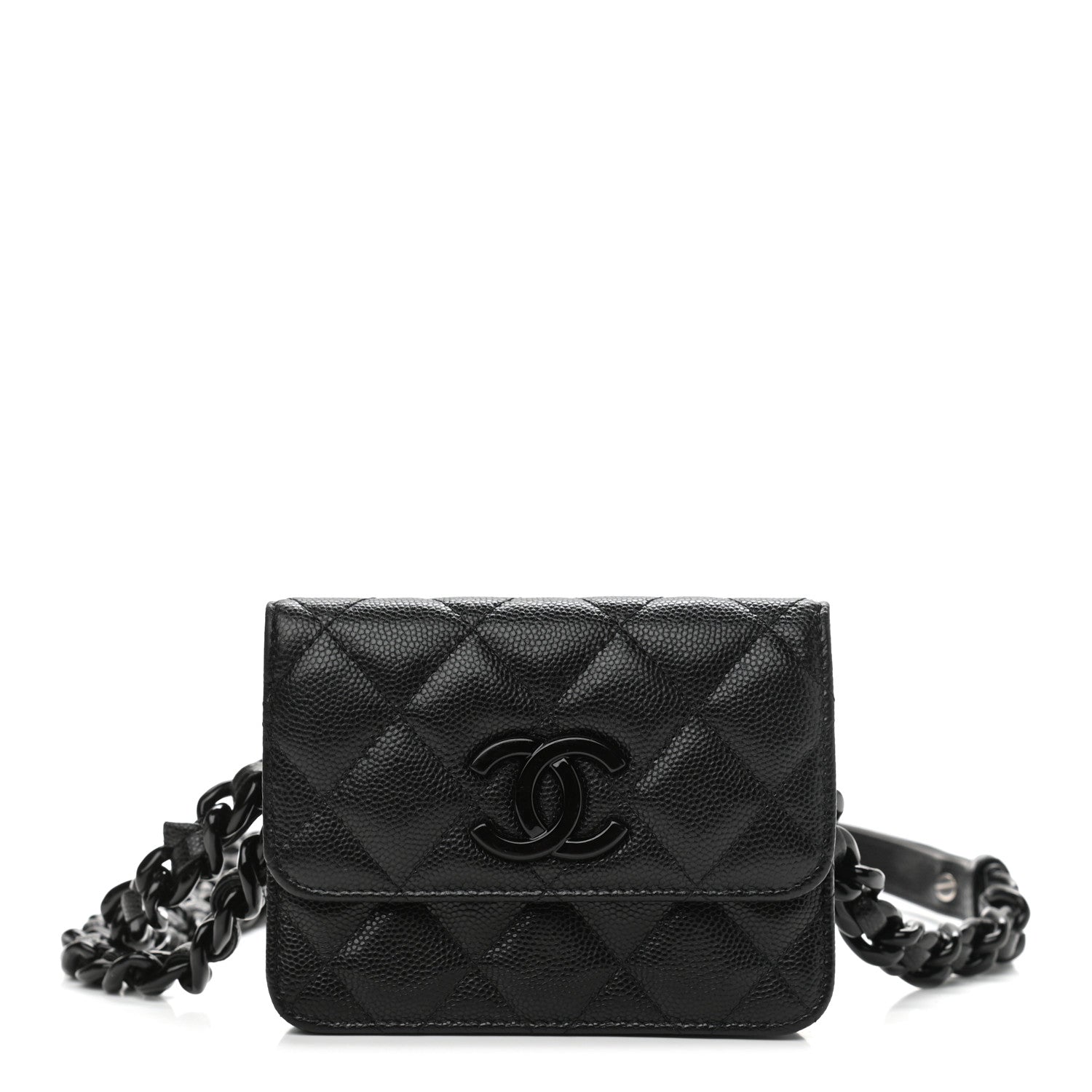 Chanel Caviar Quilted Incognito Belt Flap Card Holder Black 1 of 12
