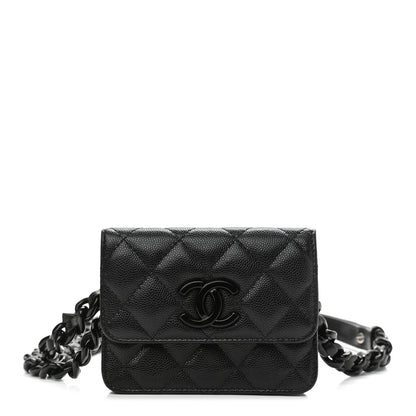Chanel Caviar Quilted Incognito Belt Flap Card Holder Black 1 of 12