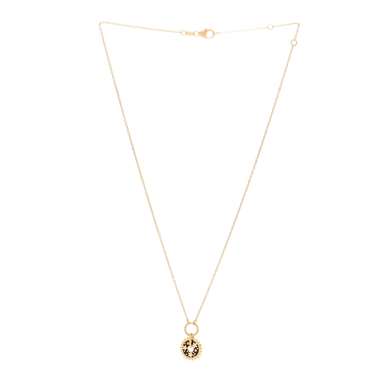 18K Yellow Gold Enamel Petite Champleve Resilience Necklace Black White