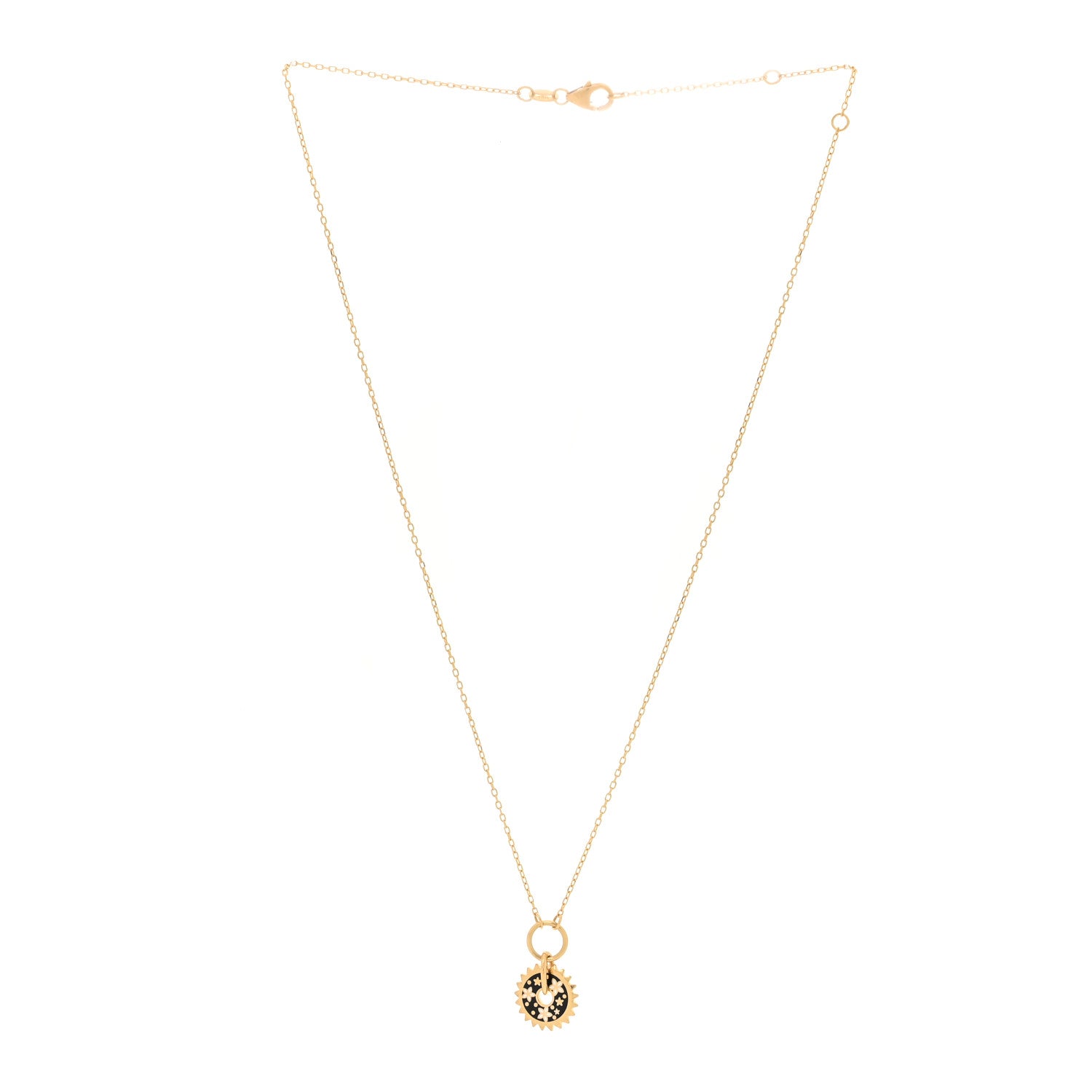 Foundrae 18K Yellow Gold Enamel Petite Champleve Resilience Necklace Black White 3 of 6