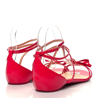 Christian Louboutin Patent Blakissima Flat Sandals 38 Fraise 4 of 8