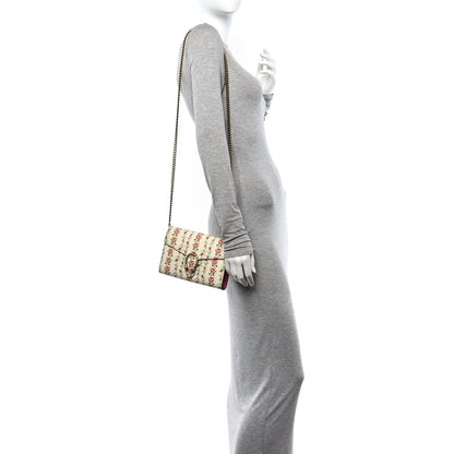 Gucci Calfskin Floral Print Mini Dionysus Chain Wallet Ivory Pink 2 of 9