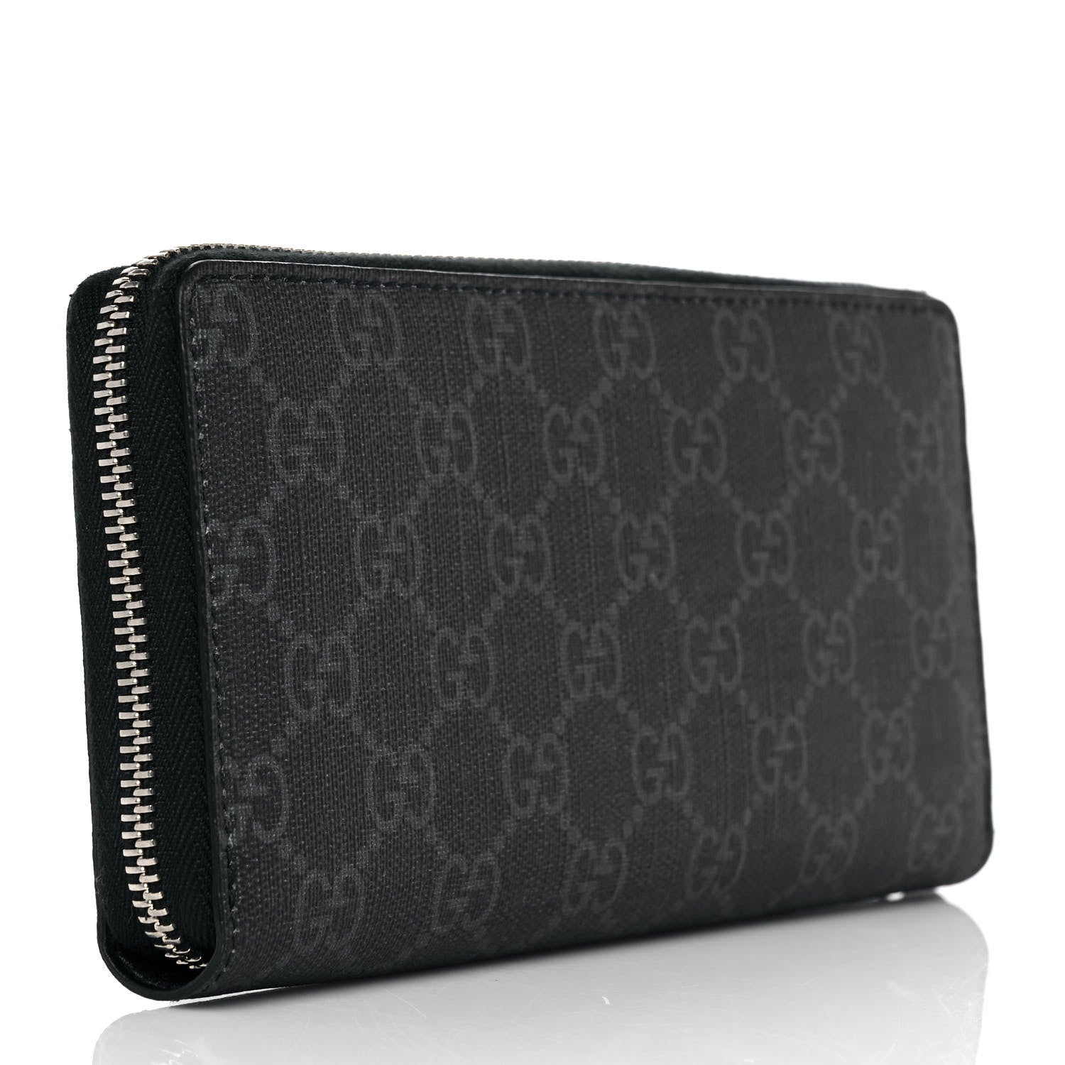 Gucci GG Supreme Monogram Kingsnake Zip Around Wallet Black Grey 3 of 8