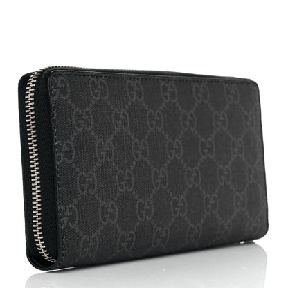 Gucci GG Supreme Monogram Kingsnake Zip Around Wallet Black Grey 3 of 8