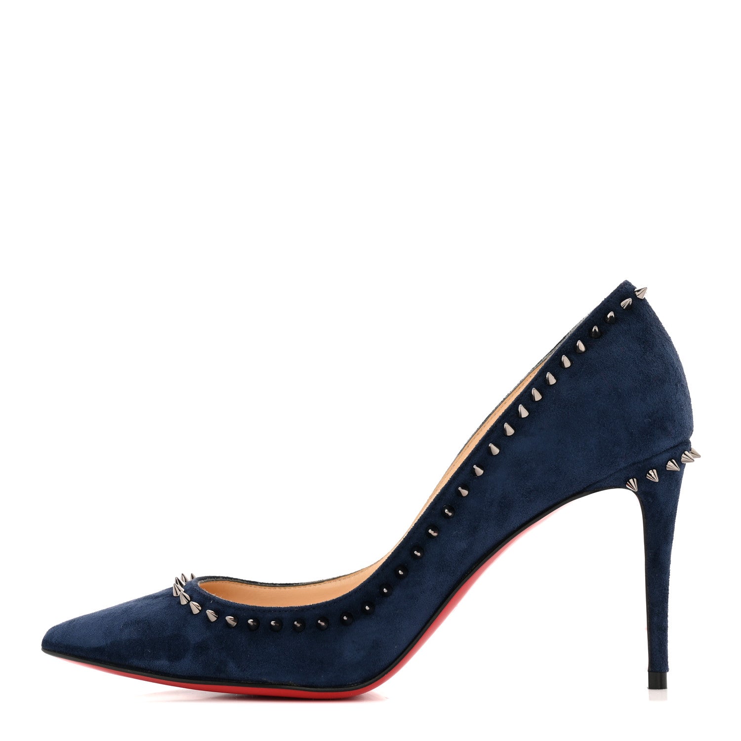 Christian Louboutin Veau Velours Studded Anjalina 85 Pumps 36 Marine 1 of 10