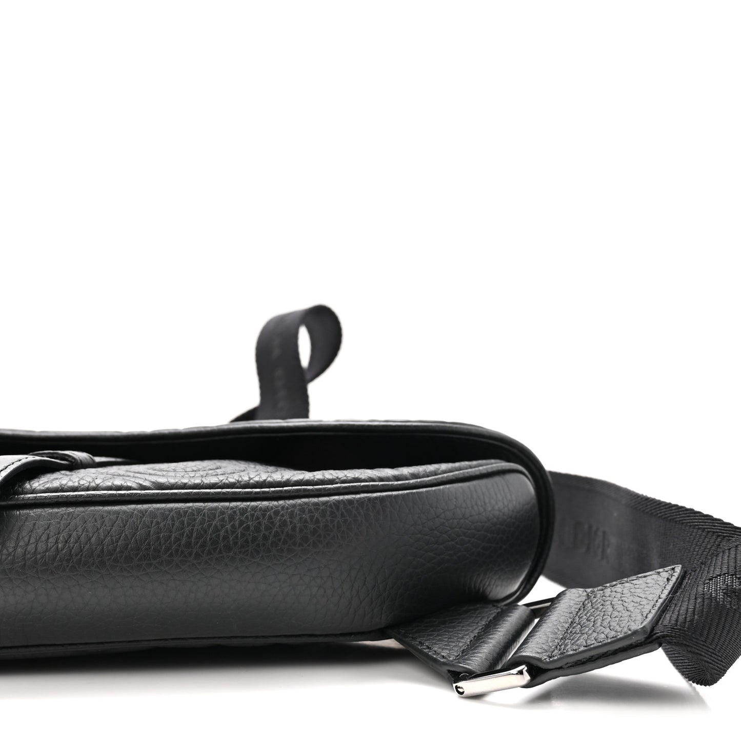 Grained Calfskin Embossed Dior Gravity Mens Saddle Bag Black
