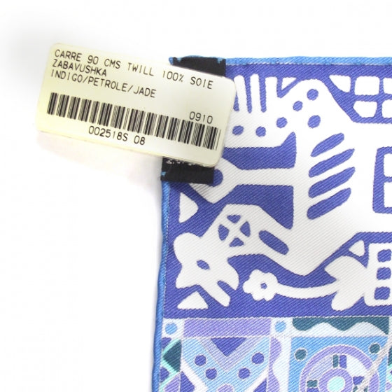 Silk Zabavushka Scarf Carre 90 Bleu Cobalt