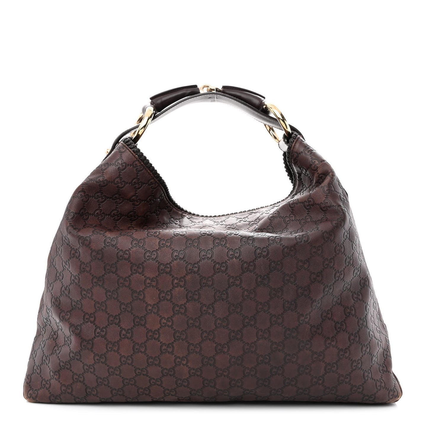 Guccissima Large Horsebit Chain Hobo Chocolate