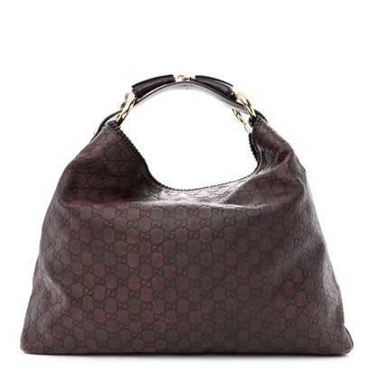 Gucci Guccissima Large Horsebit Chain Hobo Chocolate 1 of 11