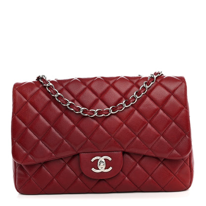 Chanel Caviar Quilted Jumbo Single Flap Dark Red 1 of 10