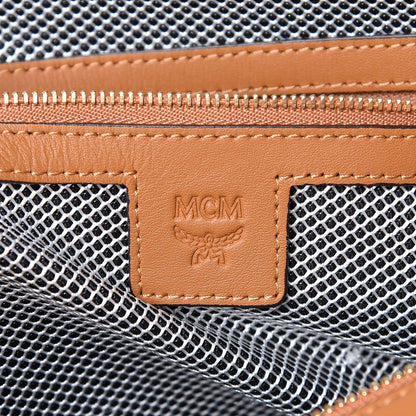 MCM Visetos Large Traveler Weekender Bag Cognac Neon Orange 7 of 20