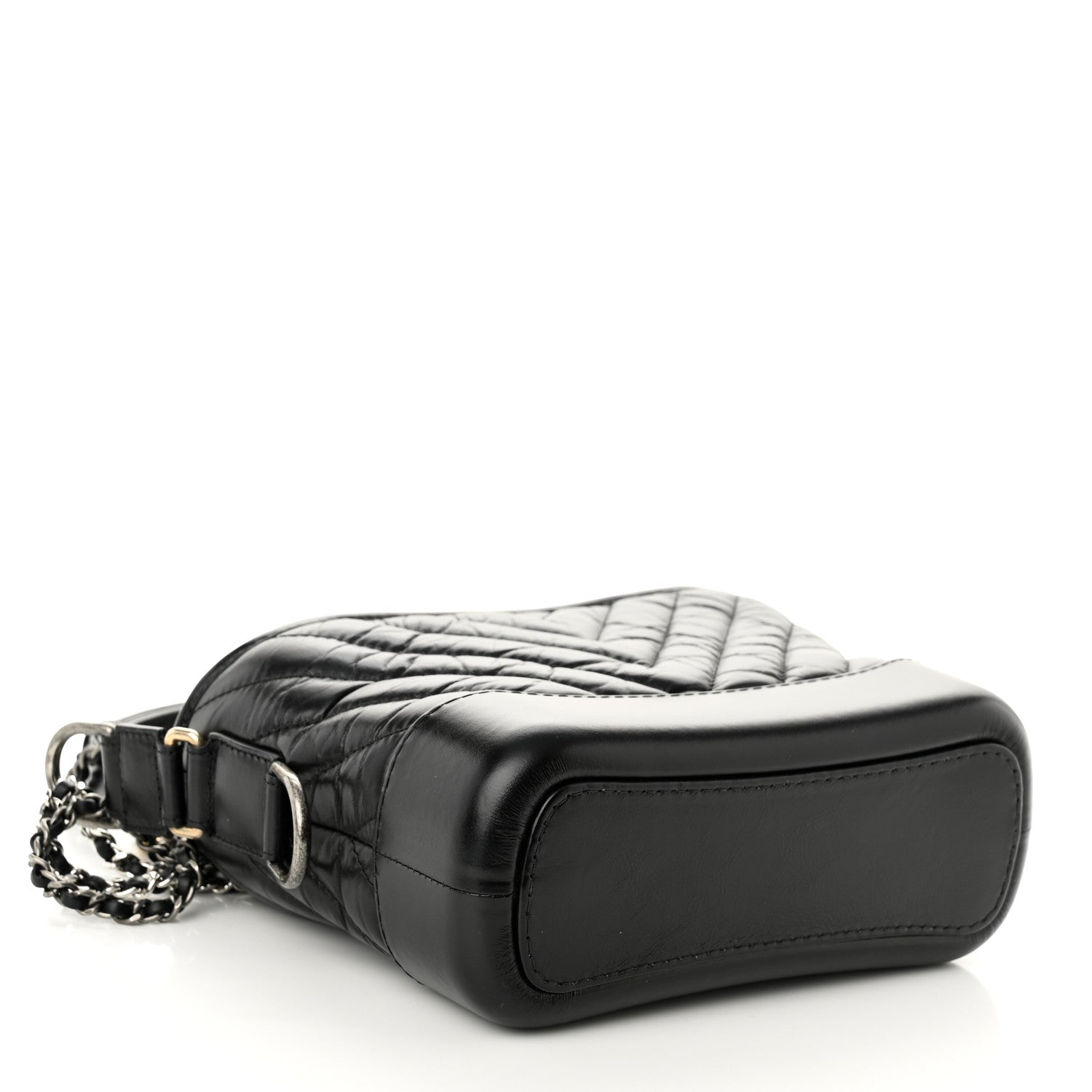 Chanel Aged Calfskin Chevron Quilted Small Gabrielle Hobo Black 4 of 10