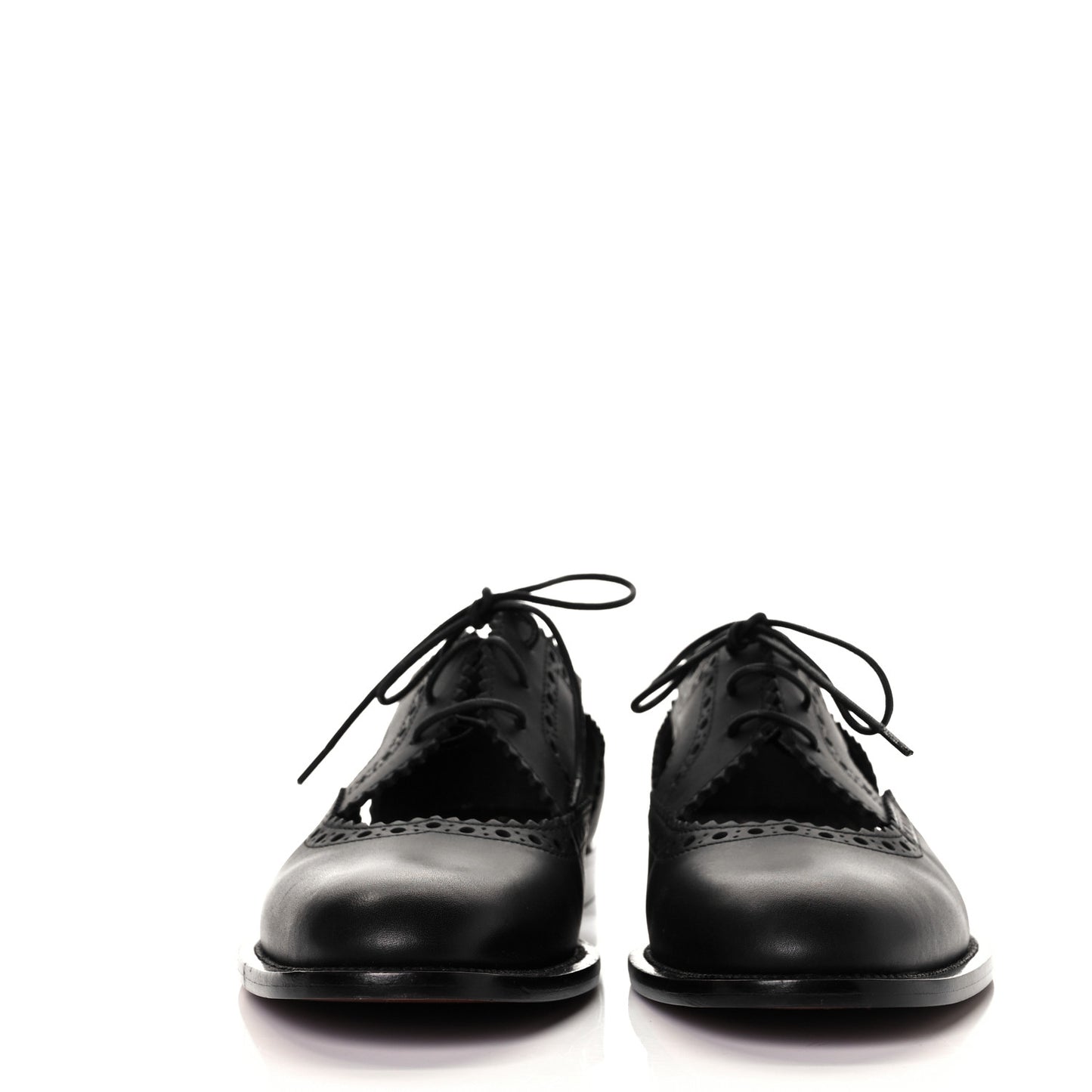 Calfskin Cutout Oxford Flats 37.5 Black
