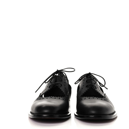 Christian Dior Calfskin Cutout Oxford Flats 37.5 Black 2 of 8