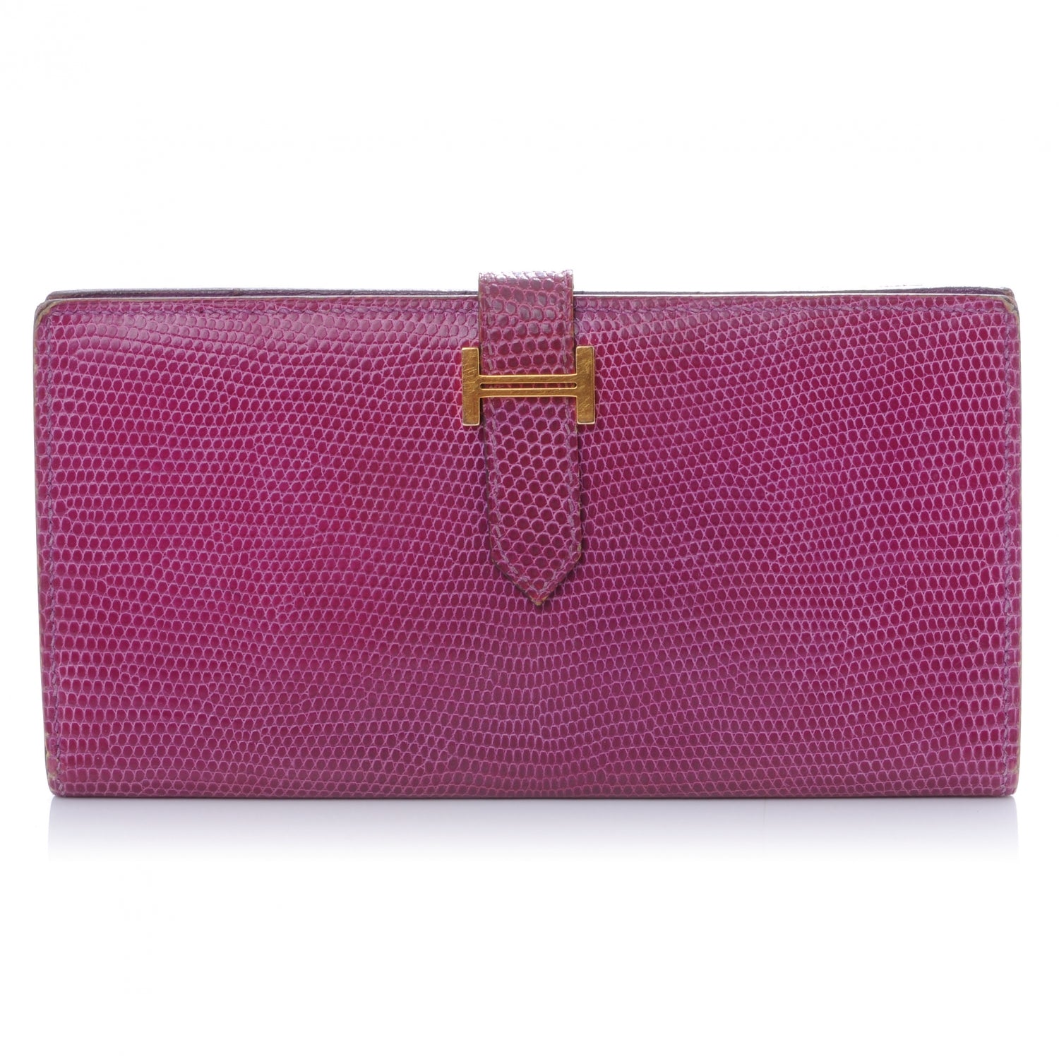 Hermes Lizard Bearn Wallet Violet 1 of 8