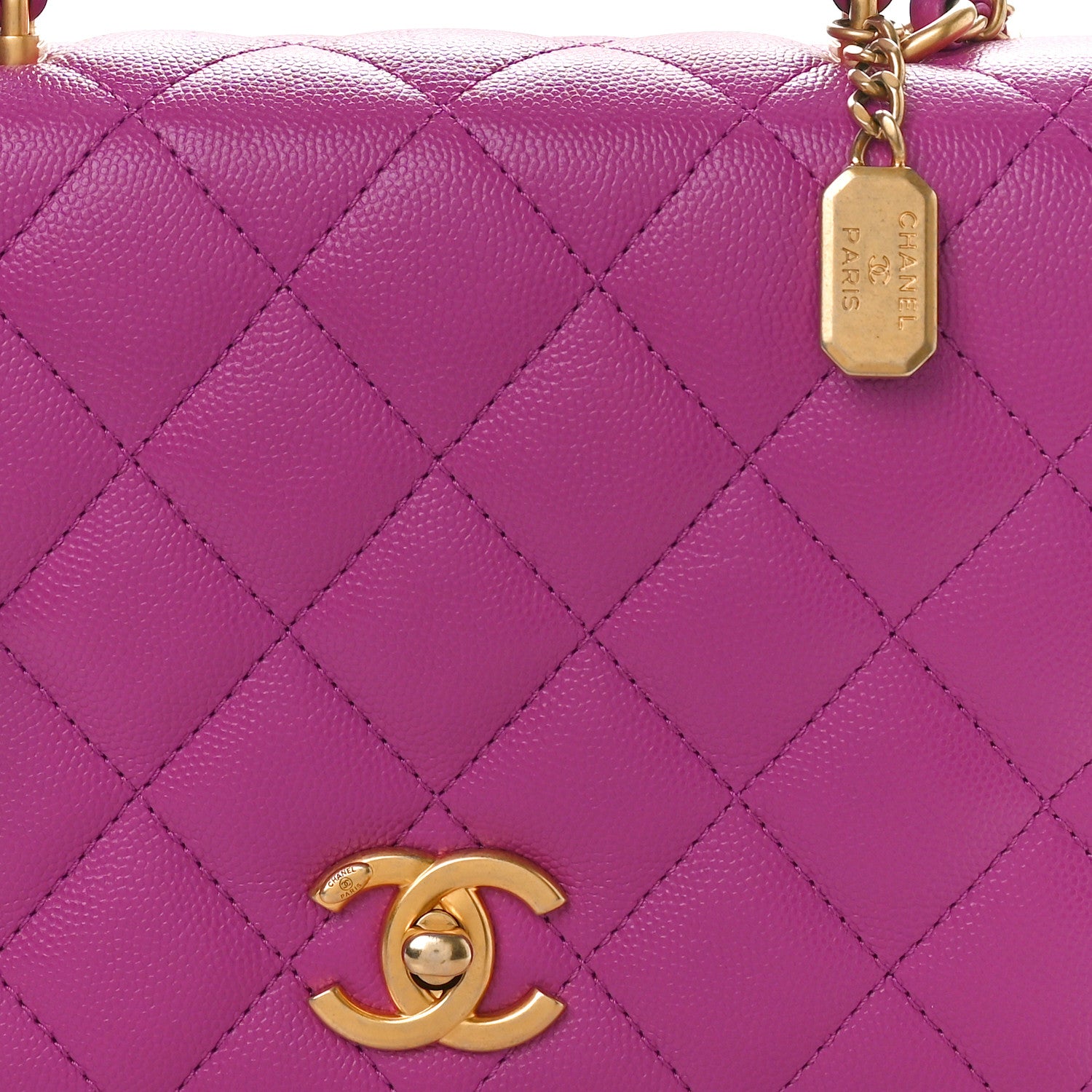 Chanel Caviar Quilted Mini Top Handle Flap Dark Pink 8 of 10