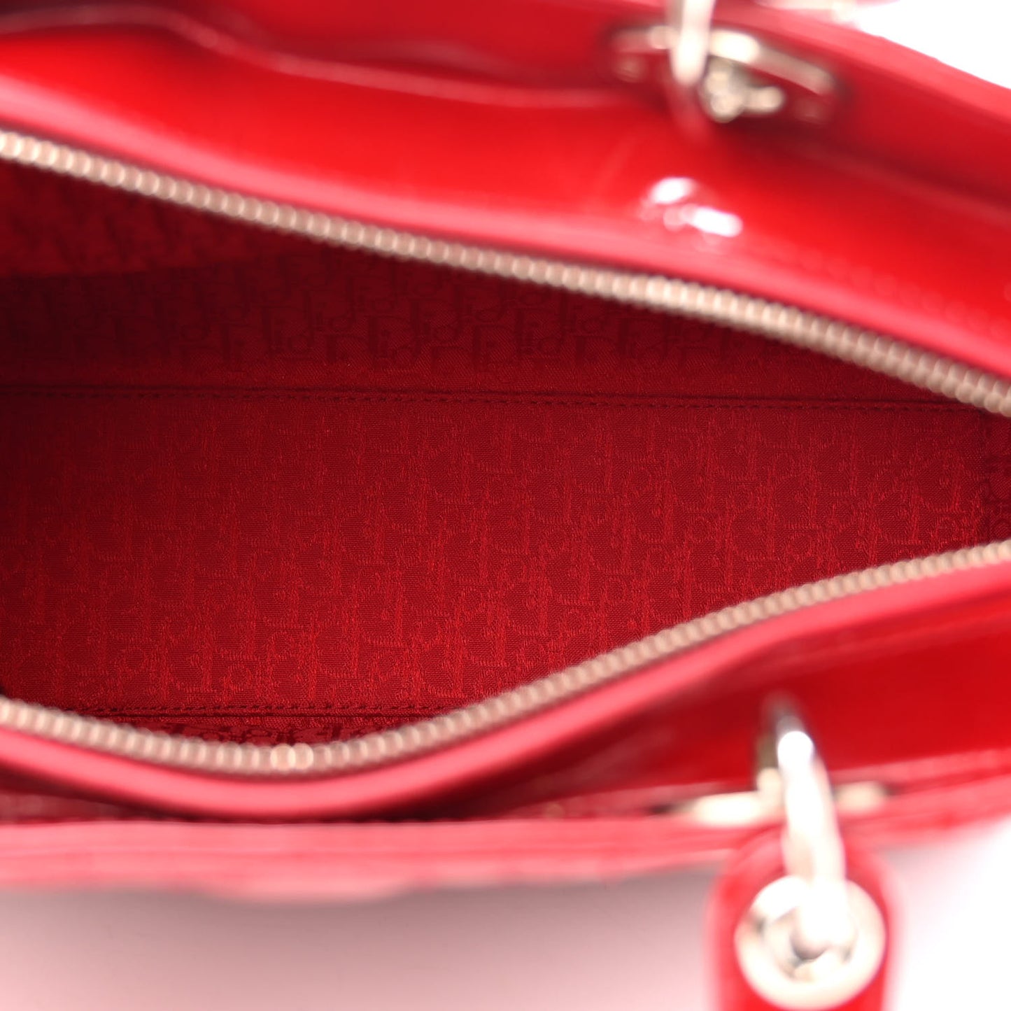 Patent Cannage Large Lady Dior Red