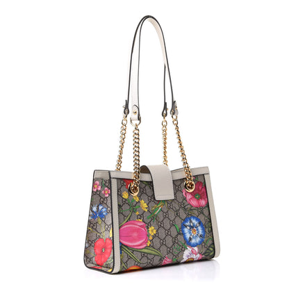 Gucci GG Supreme Monogram Flora Textured Calfskin Small Padlock Tote Beige Ebony Multicolor Mystic White 3 of 11