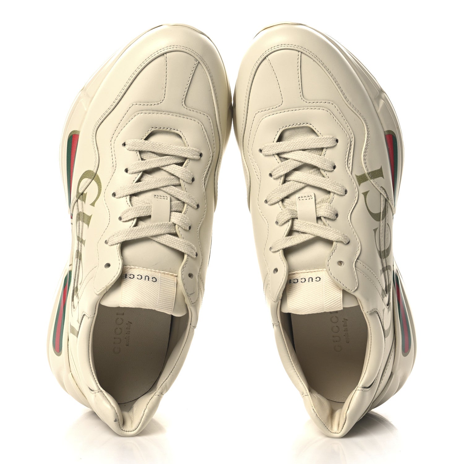 Gucci Calfskin Logo Womens Rhyton Sneakers 39 Ivory 2 of 9