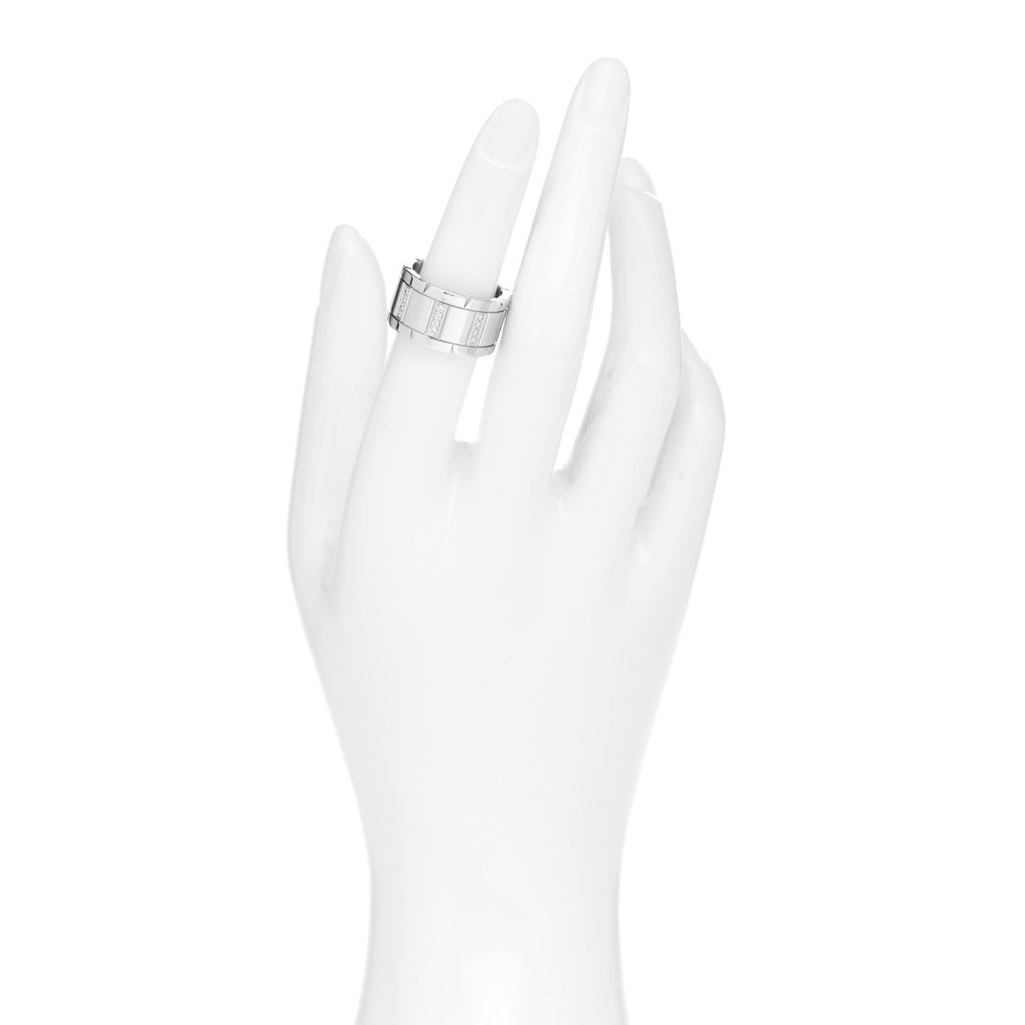 18K White Gold Diamond 11mm Tank Francaise Ring 52 6