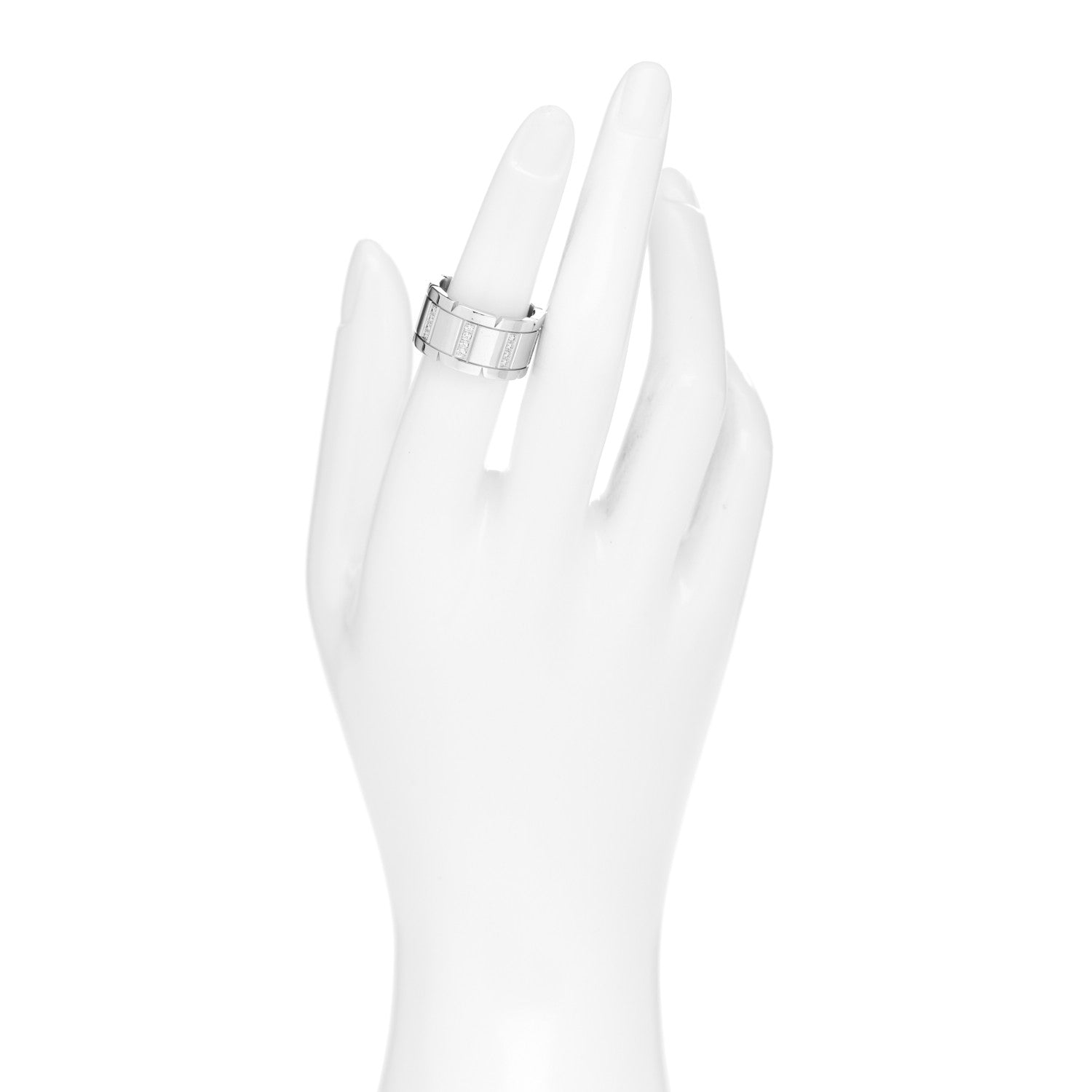 Cartier 18K White Gold Diamond 11mm Tank Francaise Ring 52 6 2 of 4