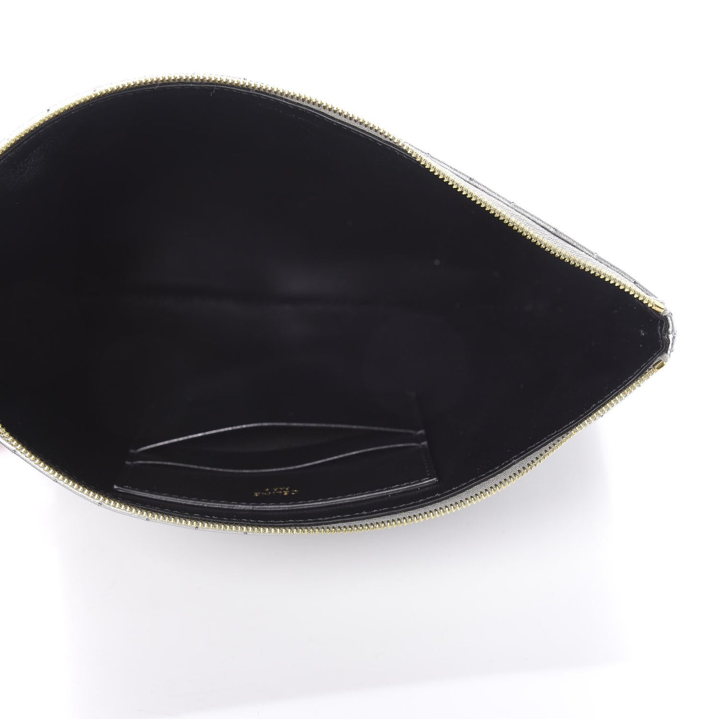Lambskin Quilted Zip Pouch Grey