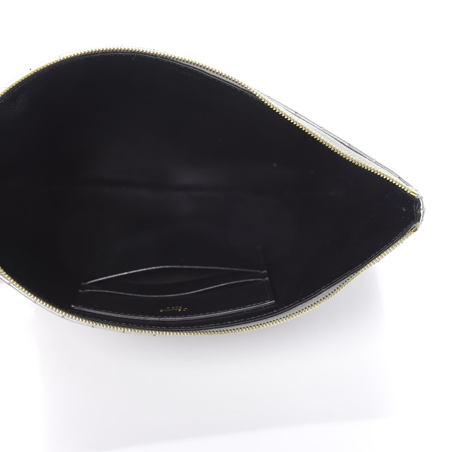 Celine Lambskin Quilted Zip Pouch Grey 5 of 8