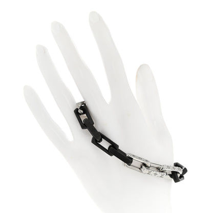Louis Vuitton Metal Monogram Chain Bracelet Silver Black 2 of 6