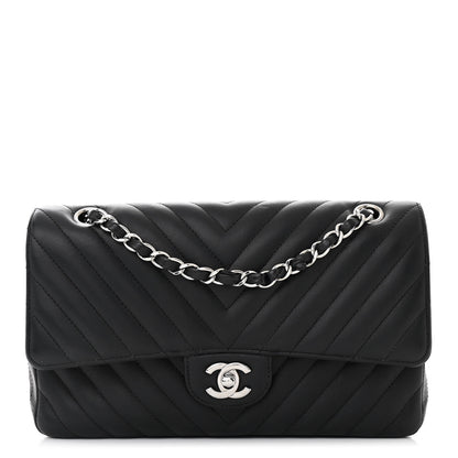 Chanel Lambskin Chevron Quilted Medium Double Flap Black 1 of 10