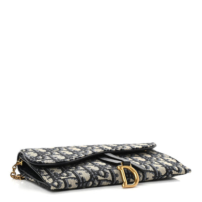 Christian Dior Oblique Saddle Chain Long Wallet Blue 5 of 12