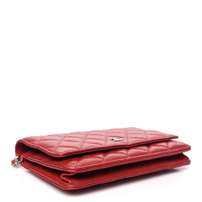 Chanel Caviar Quilted Wallet on Chain WOC Dark Red 4 of 11